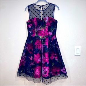 SD Collection Womens Petites Illusion A-Line Cocktail Dress